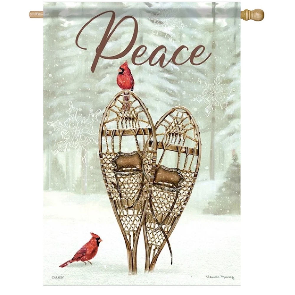Carson Wooden Snow Shoes Peace House Flag